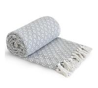 Emma Barclay Casablanca - Scandi Woven Recycled Cotton Chair Sofa Setee Bed Throw Over Blanket in Silver - 70x100 (178x254cm)