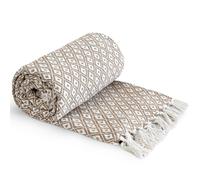 Emma Barclay Casablanca - Scandi Woven Recycled Cotton Chair Sofa Setee Bed Throw Over Blanket in Taupe - 90x100 (228x254cm)