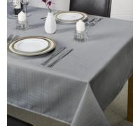 Emma Barclay Chequers Jacquard Round Tablecloth, Silver - 178 Cm Round