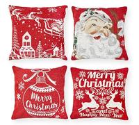 Emma Barclay Christmas Cushion Covers 45x45 Set of 4 Scatter Pillow Xmas Throw Pillow Covers Decorative Pillowcase for Home Decoration
