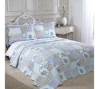 Emma Barclay Cotswold - Quilted Patchwork Bedspread Set in Blue - Single