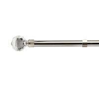 Emma Barclay, Crystal - Extendable Curtain Pole with pair of end finials in Brushed Silver - 1.2m-2.1m