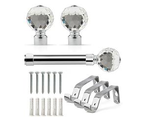 Emma Barclay, Crystal - Extendable Curtain Pole with pair of end finials in Chrome - 1.6-3m