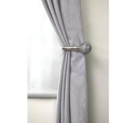 Emma Barclay, Cut Glass - Pair of Holdaback Tiebacks with End Finials in Brushed Silver - 20cm