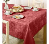 Emma Barclay Damask Rose Jacquard Oval Tablecloth, Wine - 152 X 213 Cm Oval