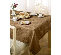Emma Barclay Damask Rose - Jacquard Table Cloth in Coffee - 52x52 (132x132cm)