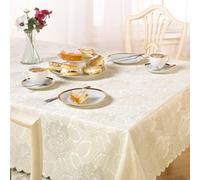 Emma Barclay Damask Rose - Jacquard Table Cloth in Cream - 63" (160cm) Round