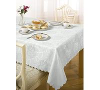 Emma Barclay Damask Rose - Jacquard Table Cloth in White - 52x52 (132x132cm)