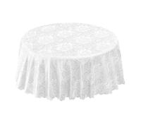 Emma Barclay Damask Rose - Jacquard Table Cloth in White - 63" (160cm) Round