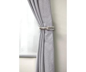 Emma Barclay, Diamante - Pair of Holdaback Tiebacks with End Finials in Brushed Silver - 20cm