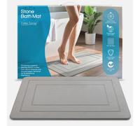 Emma Barclay Stone Bath Mat Natural Diatomite Quick Dry Bathroom Mat, Non-Slip & Super Absorbent Shower Floor Mat, Eco-Friendly Fast Drying Stone Mat for Bathroom, Easy to Clean (Silver)