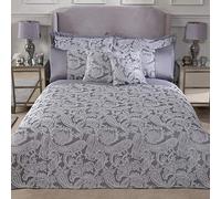 Duchess - Embellished Jacquard Duvet Set in Silver - Double - Emma Barclay | TJ Hughes