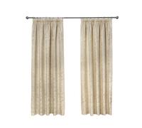 Emma Barclay Duchess Pencil Pleat Curtains - Lined Woven Damask Tape Top Curtains for Bedroom & Living Room - Softens Daylight & Adds Privacy (Cream, W 90" x L 90" (2 Panels))