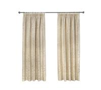 Emma Barclay Duchess Pencil Pleat Curtains - Lined Woven Damask Tape Top Curtains for Bedroom & Living Room - Softens Daylight & Adds Privacy (Cream, W 66" x L 54" (2 Panels))