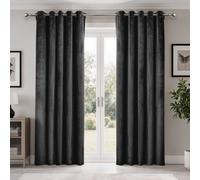Emma Barclay Dusk Blackout Velvet Eyelet Curtains, Black - 66 X 72 Inch Pair