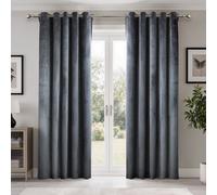 Emma Barclay Dusk Blackout Velvet Eyelet Curtains, Charcoal - 66 X 54 Inch Pair