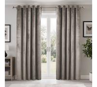 Emma Barclay Dusk Blackout Velvet Eyelet Curtains, Stone - 90 X 108 Inch Pair
