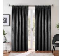 Emma Barclay Dusk Blackout Velvet Pencil Pleat Curtains, Black - 46 X 54 Inch Pair