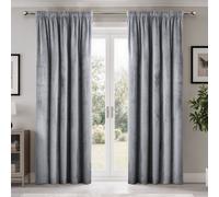 Emma Barclay Dusk Blackout Velvet Pencil Pleat Curtains, Silver - 66 X 72 Inch Pair
