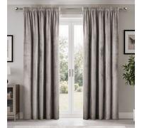Emma Barclay Dusk Blackout Velvet Pencil Pleat Curtains, Stone - 90 Wide X 90 Drop Inch Pair