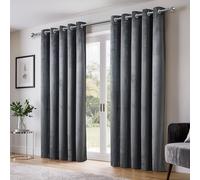 Emma Barclay Dusk Velvet Blackout Eyelet Ring Top Curtains for Bedroom Living Room, Thermal Soft Plain Velvet Curtain Pair, 46 x 54 Inch, Charcoal