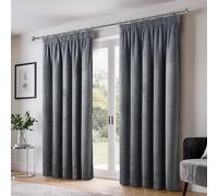 Emma Barclay Dusk Velvet Blackout Pencil Pleat Curtains for Bedroom Living Room, Thermal Soft Plain Velvet Curtain Pair, 66 x 54 Inch, Charcoal