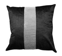 Emma Barclay Eclat - Diamante Panel Velvet Cushion Cover in Black - 17x17 (43x43cm)