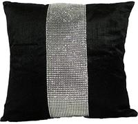 Emma Barclay Eclat - Diamante Panel Velvet Cushion Cover in Black - 22x22 (50x50cm)