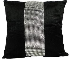 Emma Barclay Eclat - Diamante Panel Velvet Cushion Cover in Black - 22x22 (50x50cm)