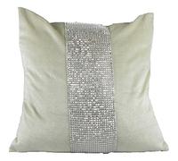 Emma Barclay Eclat - Diamante Panel Velvet Cushion Cover in Mink - 17x17 (43x43cm)