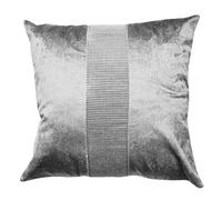 Emma Barclay Eclat - Diamante Panel Velvet Cushion Cover in Silver - 17x17 (43x43cm)