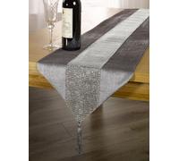 Emma Barclay Eclat Diamante Velvet Table Runner, Silver - 33 X 183 Cm