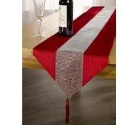 Emma Barclay Eclat Diamante Velvet Table Runner, Wine - 33 X 183 Cm