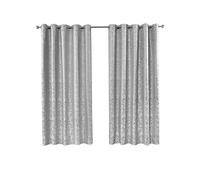 Emma Barclay Eden Eyelet Lined Curtains - Ornate Damask Jacquard Ring Top Curtains for Living Room & Bedroom - Softens Daylight & Adds Privacy (Silver, W 46" x L 72" (2 Panels))