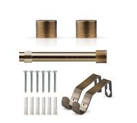Emma Barclay Extendable Curtain Pole With Finials Brackets & Fittings Sets 16-19mm in Antique Brass Metal Curtain Poles For Eyelet Curtains Rod - Full Stop Collection 1.2m - 2.1m Antique Brass
