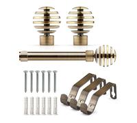 Emma Barclay Extendable Curtain Pole With Finials Brackets & Fittings Sets 16-19mm in Antique Brass Metal Curtain Poles For Eyelet Curtains Rod - Metal Sliced Collection 1.6m - 3m Antique Brass