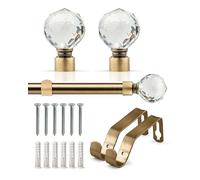 Emma Barclay Extendable Curtain Pole With Finials Brackets & Fittings Sets 16-19mm in Brass Metal Curtain Poles For Eyelet Curtains Rod - Metal Sliced Collection 1.2m - 2.1m Brass