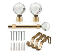 Emma Barclay Extendable Curtain Pole With Finials Brackets & Fittings Sets 16-19mm in Brass Metal Curtain Poles For Eyelet Curtains Rod - Metal Sliced Collection 1.6m - 3m Brass