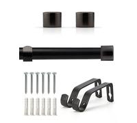 Emma Barclay Extendable Curtain Pole With Finials Brackets & Fittings Sets 16-19mm in Matt Black Metal Curtain Poles For Eyelet Curtains Rod - Full Stop Collection 1.2m - 2.1m Matt Black