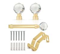 Emma Barclay Extendable Curtain Pole With Finials Brackets & Fittings Sets 16-19mm in Matt Gold Metal Curtain Poles For Eyelet Curtains Rod - Metal Sliced Collection 1.2m - 2.1m Matt Gold