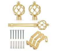 Emma Barclay Extendable Curtain Pole With Finials Brackets & Fittings Sets 16-19mm in Matt Gold Metal Curtain Poles For Eyelet Curtains Rod - Metal Sliced Collection 1.6m - 3m Matt Gold
