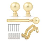 Emma Barclay Extendable Curtain Pole With Finials Brackets & Fittings Sets 16-19mm in Matt Gold Metal Curtain Poles For Eyelet Curtains Rod - Metal Sliced Collection 1.2m - 2.1m Matt Gold