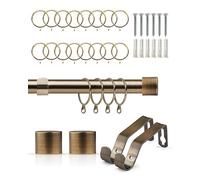 Emma Barclay Extendable Curtain Pole With Finials Rings Brackets & Fittings Sets 16-19mm in Antique Brass Metal Curtain Poles For Eyelet Curtains Rod -Full Stop Collection 1.2m - 2.1m Antique Brass