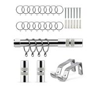 Emma Barclay Extendable Curtain Pole With Finials Rings Brackets & Fittings Sets 16-19mm in Chrome Metal Curtain Poles For Eyelet Curtains Rod - Diamante Collection 1.2m - 2.1m Chrome