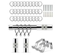 Emma Barclay Extendable Curtain Pole With Finials Rings Brackets & Fittings Sets 16-19mm in Chrome Metal Curtain Poles For Eyelet Curtains Rod - Diamante Collection 1.6m - 3m Chrome