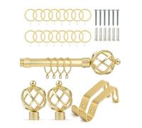 Emma Barclay Extendable Curtain Pole With Finials Rings Brackets & Fittings Sets 16-19mm in Matt Gold Metal Curtain Poles For Eyelet Curtains Rod-Metal Slice Collection 1.2m-2.1m Matt Gold