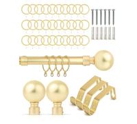 Emma Barclay Extendable Curtain Pole With Finials Rings Brackets & Fittings Sets 16-19mm in Matt Gold Metal Curtain Poles For Eyelet Curtains Rod-Metal Slice Collection 1.6m-3m Matt Gold