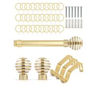 Emma Barclay Extendable Curtain Pole With Finials Rings Brackets & Fittings Sets 16-19mm in Matt Gold Metal Curtain Poles For Eyelet Curtains Rod-Metal Slice Collection 1.6m-3m Matt Gold