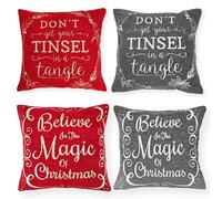 Emma Barclay Filled Christmas Cushion Covers 45x45 Set of 4 Scatter Pillow Xmas Throw Pillow Covers Decorative Pillowcase for Home Decoration