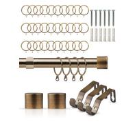 Emma Barclay Full Stop 19mm Extendable Metal Curtain Pole, Antique Brass - 160 To 300Cm With Rings & Finials